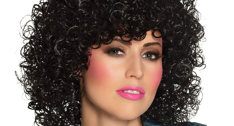 Boland Zwarte krullenpruik Club