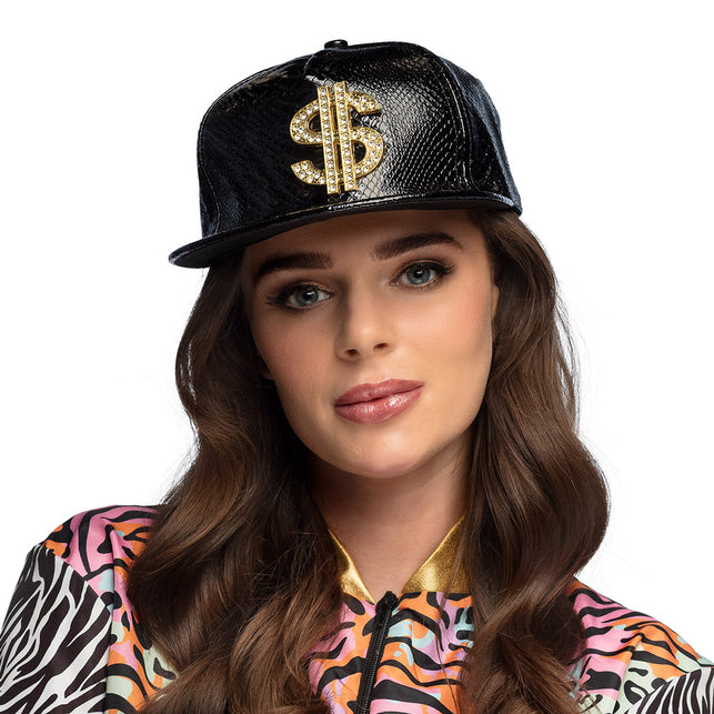 Boland Zwarte pet Dollar Money maker zwart