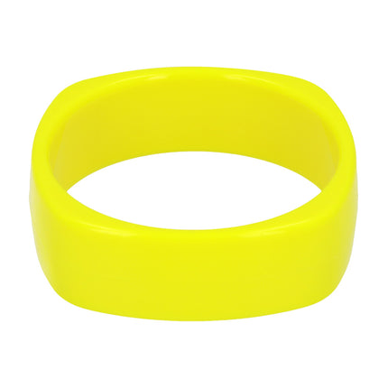 Brede armband Vivid neongeel los bekeken, glanzend acryl met afgeronde, bijna vierkante vorm