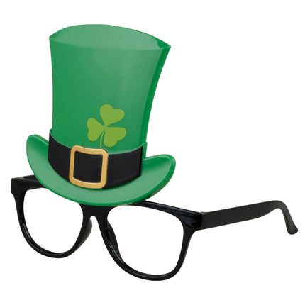 Bril st-patrick zijaanzicht, zwarte pootjes en groene hoed met zwarte band