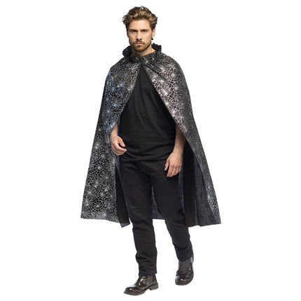 Cape Spider spinnenweb voor heren, open gedragen over donkere kleding