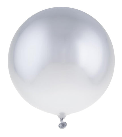 Chroomballon zilver van 35 cm met spiegelende metaalglans en strakke bolvorm