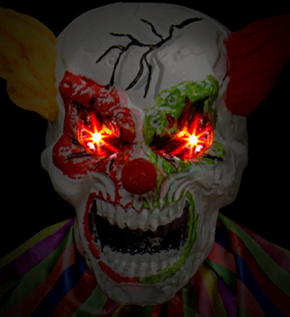 Clownsmasker van de enge clown decoratie met gebarsten schedel, rode neus en grijnzende mond