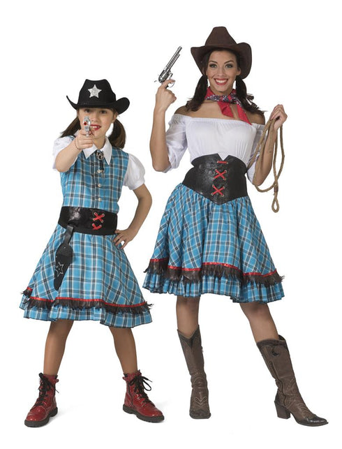 Cowgirl jurkje Blue Bird voor meisjes gedragen als cowgirloutfit voor een westernfeest