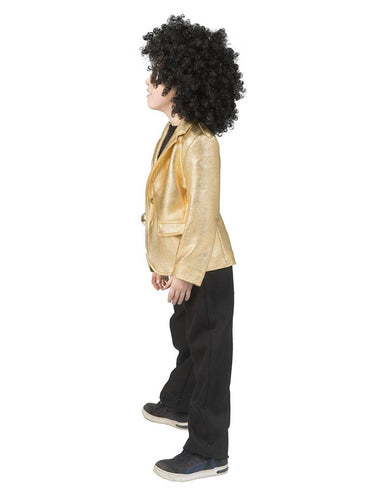 Disco Fever jas goud Jeff kinderen van opzij, glanzende metallic stof met fijne structuur