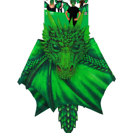 Drakenvleugels set in verpakking met groen masker en gevouwen vleugels