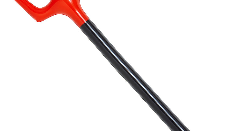 Drietand opblaasbaar 105cm in rood met zwarte steel en drie gepunte tanden