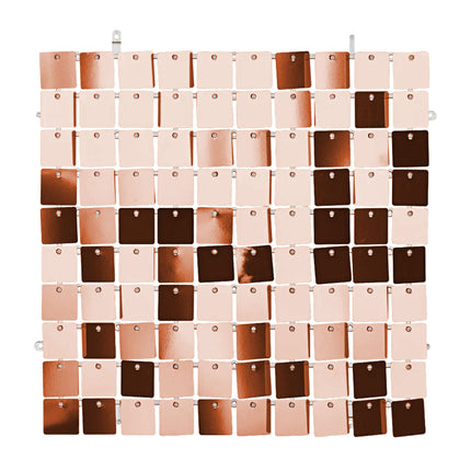 Folie achtergrond rose goud paneel van 30 x 30 cm met rijen losse plaatjes en kliplipjes