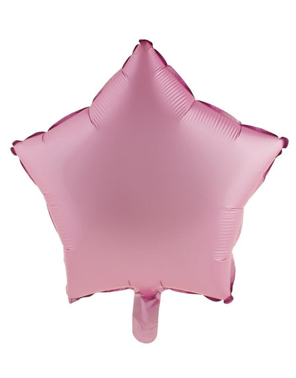 Folieballon ster roze met vijf punten en vulopening onderaan, 18 inch feestversiering