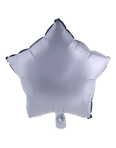 Folieballon ster zilver 18 inch, vijfpuntige folieballon met glanzend zilveren oppervlak en vulventiel onderaan