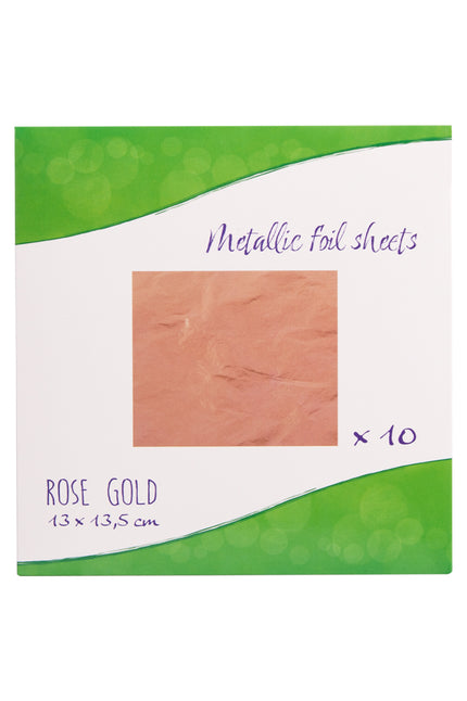 Folievellen rosé goud van PXP in verpakking, 10 metallic vellen van 13 x 13,5 cm