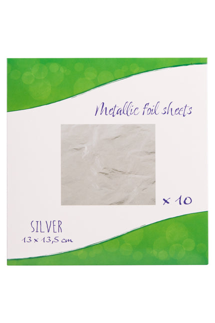 Folievellen zilver van PXP in doosje, 10 metallic vellen van 13 x 13,5 cm