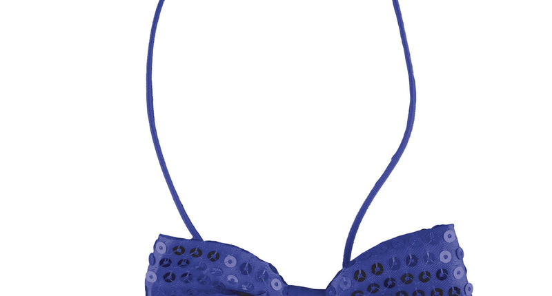 Funny Fashion Blauwe disco glitter strik met pailletten