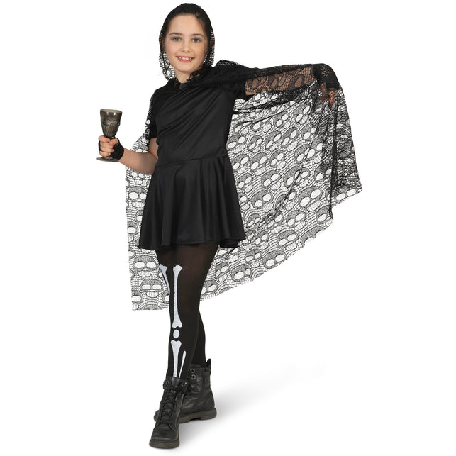 Funny Fashion Cape met schedels kant kinderen