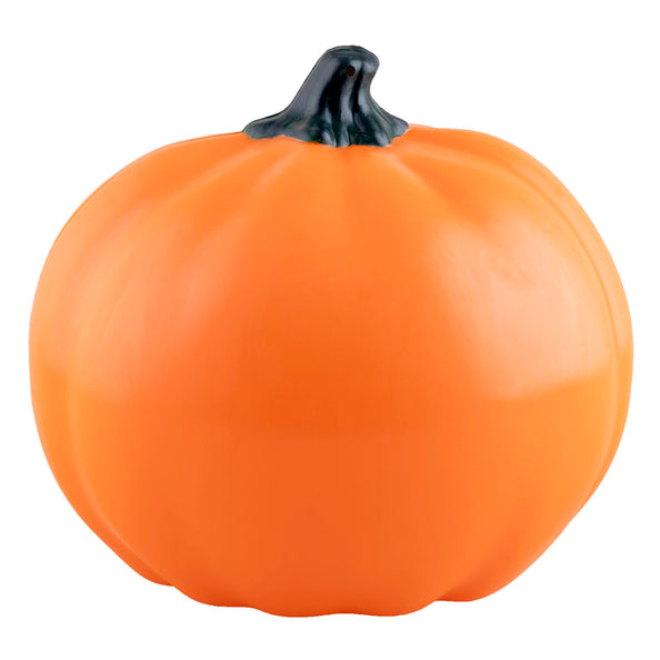 Decoratieve pompoen voor Halloween, feloranje kunststof bol met zwarte gedraaide steel
