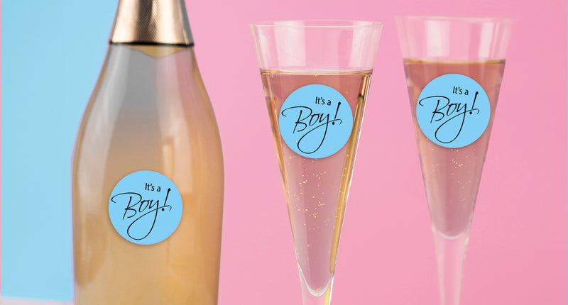 Funny Fashion Fles en glas stickers it's a boy  6 stuks