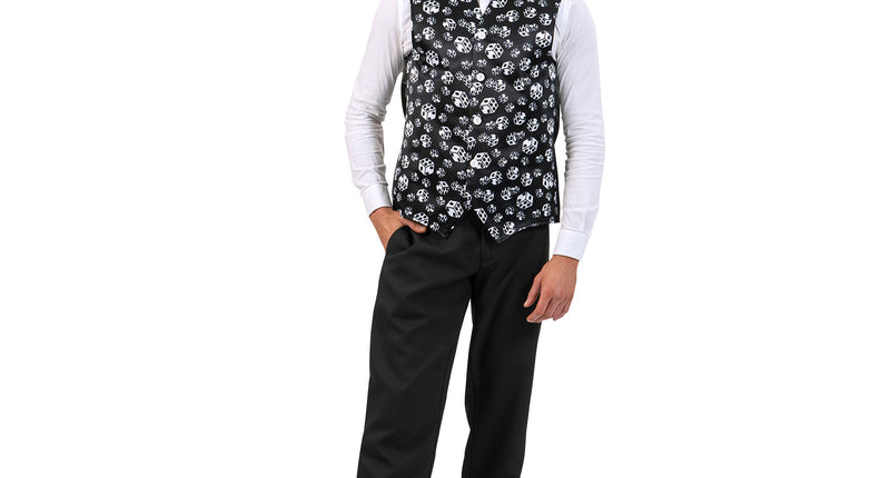 Funny Fashion Gilet dobbelstenen zwart/wit