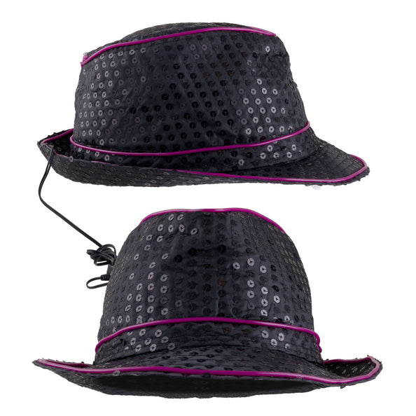 Funny Fashion Glitterhoed pailleten met licht oranje