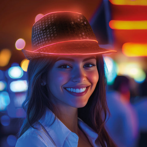 Funny Fashion Glitterhoed pailleten met licht paars