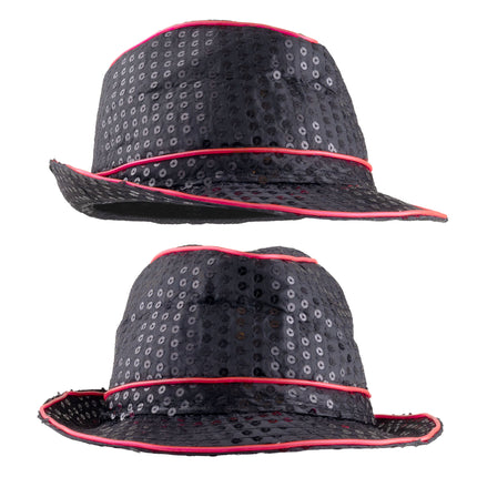 Funny Fashion Glitterhoed pailleten met licht paars