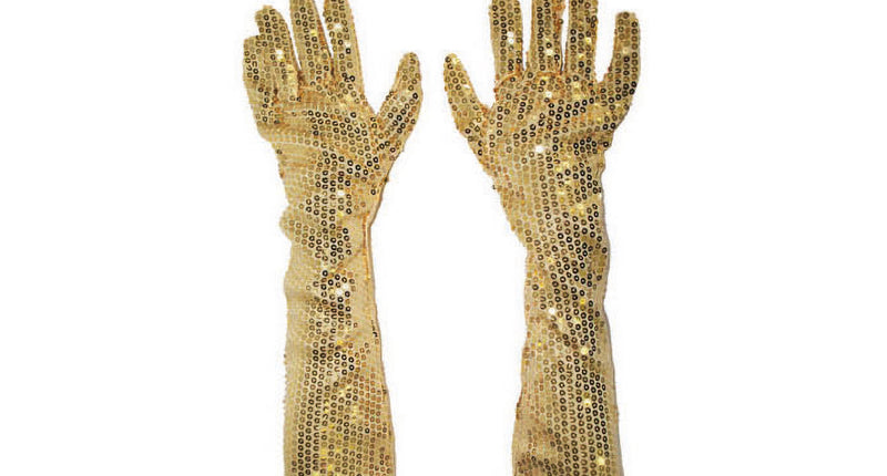 Funny Fashion Gouden glitter handschoenen met pailletten 45cm