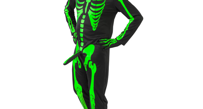 Funny Fashion Groen skelet pak met piemel