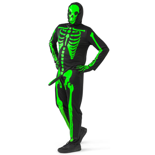 Funny Fashion Groen skelet pak met piemel