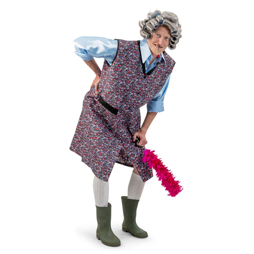 Funny Fashion Grootmoeder schort / Schoonmaakster schort met bloemen
