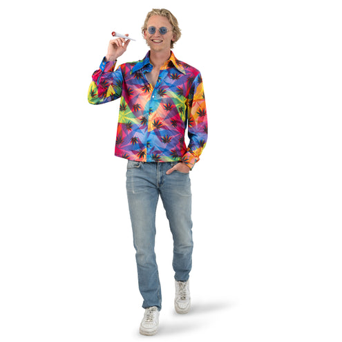 Funny Fashion Hippie shirt wiet bladeren heren