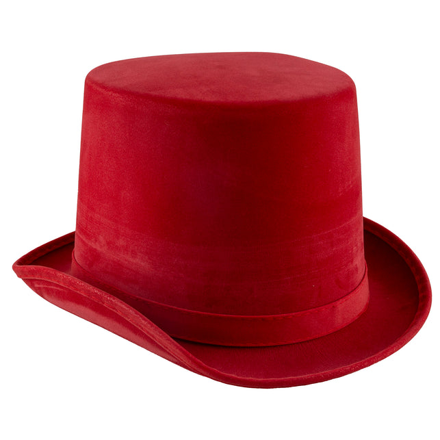Funny Fashion Hoge hoed rood lederlook