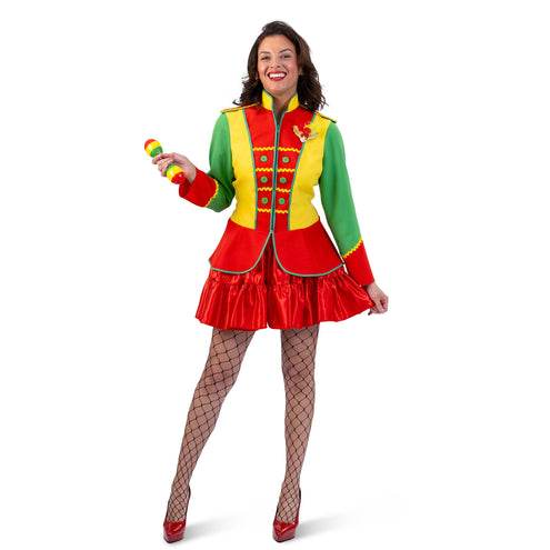 Funny Fashion Jas carnaval rood, geel groen dames