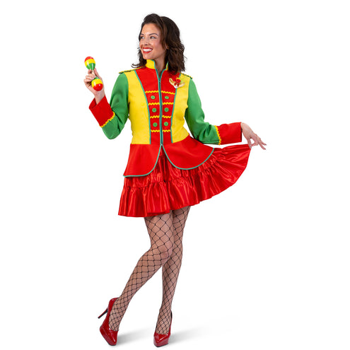 Funny Fashion Jas carnaval rood, geel groen dames