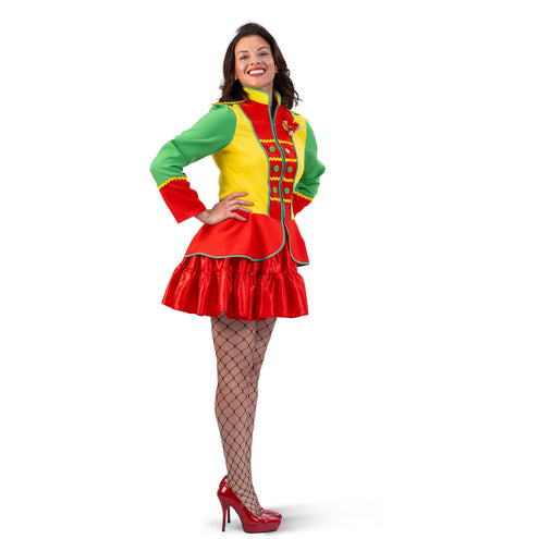 Funny Fashion Jas carnaval rood, geel groen dames