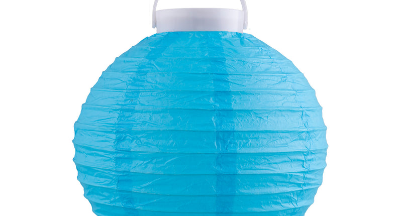 Funny Fashion Lampion papier blauw 20 cm met licht