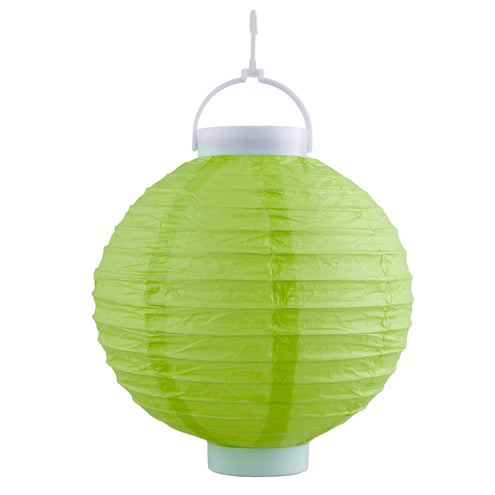 Funny Fashion Lampion van papier groen 20 cm met licht