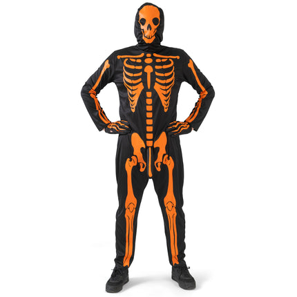 Funny Fashion Oranje skelet pak met piemel