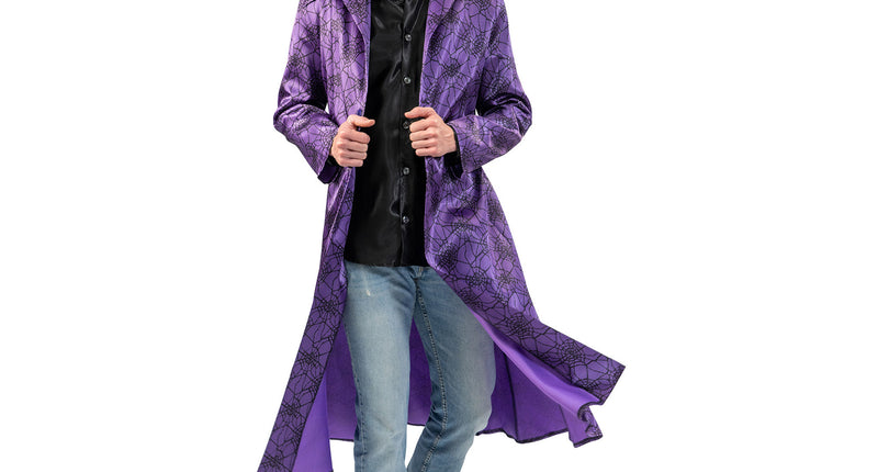 Funny Fashion Paarse jas met spinnenweb print heren