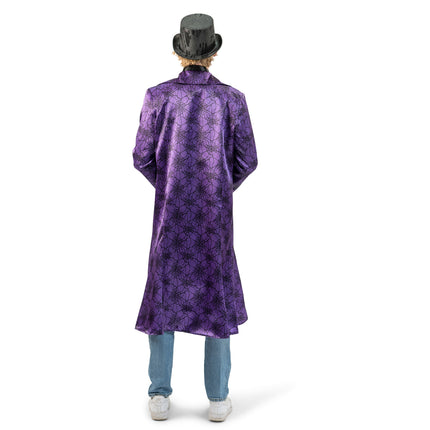 Funny Fashion Paarse jas met spinnenweb print heren