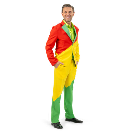 Funny Fashion Pak rood, geel, groen carnaval heren