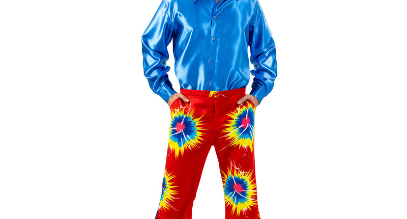 Funny Fashion Rode retro broek tie dye