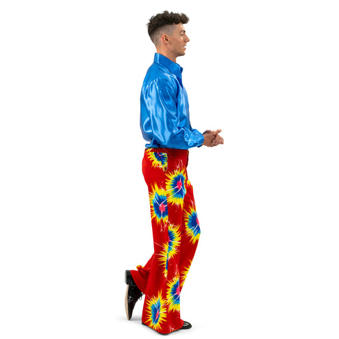 Funny Fashion Rode retro broek tie dye