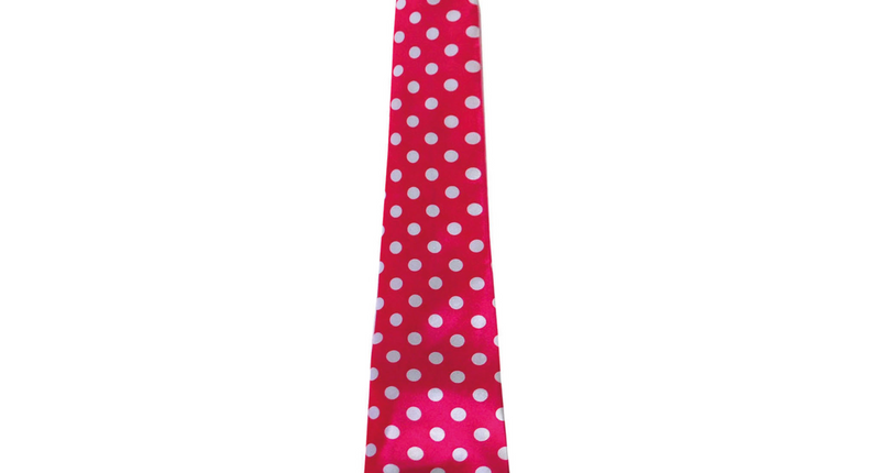 Funny Fashion Roze disco stropdas met witte stippen