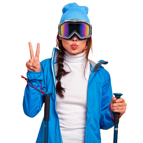 Funny Fashion Ski bril met strass steentjes diamant