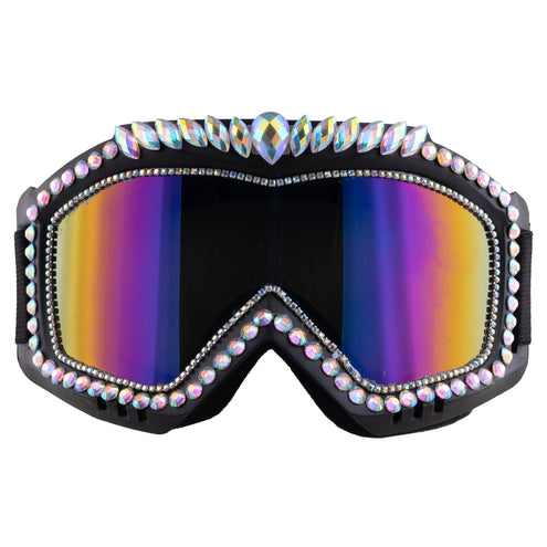 Funny Fashion Ski bril met strass steentjes diamant