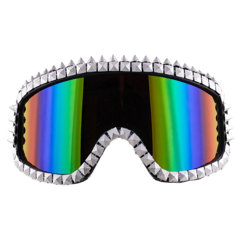 Funny Fashion Ski bril met strass steentjes Zilver