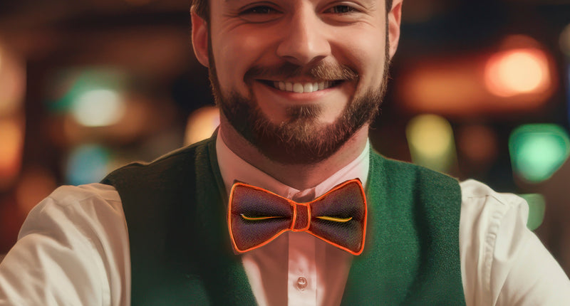 Funny Fashion Vlinderdas met licht oranje