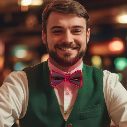 Funny Fashion Vlinderdas met licht roze