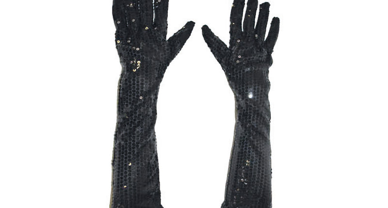 Funny Fashion Zwarte glitter handschoenen met pailletten 45cm