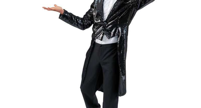 Funny Fashion Zwarte glitter slipjas met pailletten heren