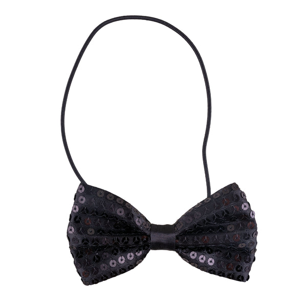 Funny Fashion Zwarte glitter vlinderdas met pailletten